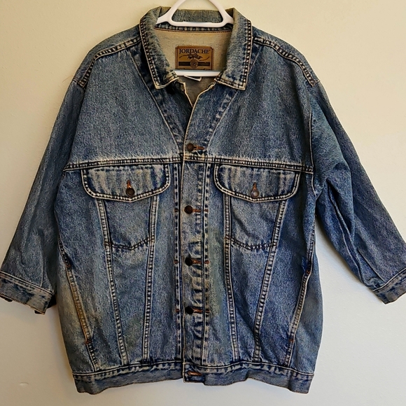 Vintage 80s Jordache Faded Jean Denim Jacket button down adjustable waist XL - Picture 1 of 10